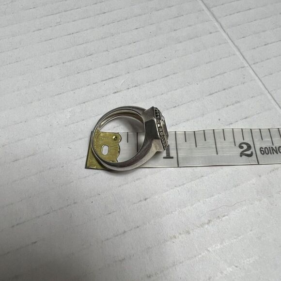 Faceted Quartz Crystal 925 Sterling Large Ring With Spinel READ Size 6.75 - Picture 3 of 16